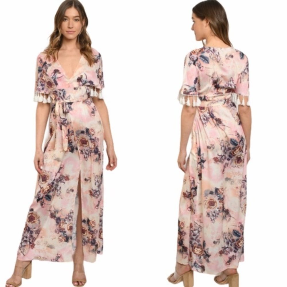 S PINK FLORAL PRINT DRESS